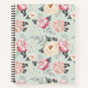 Pink Rose Garden Flower Pattern Notebook