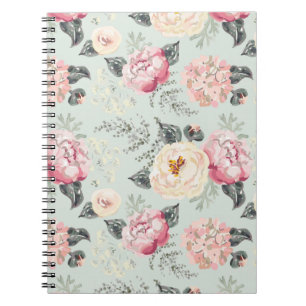 Pink Rose Garden Flower Pattern Notebook