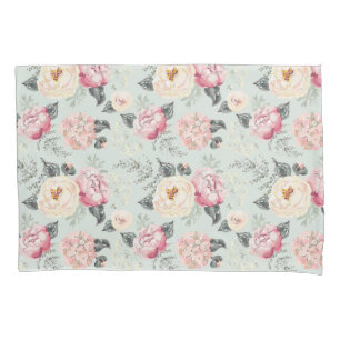 Pink Rose Garden Flower Pattern Pillowcase