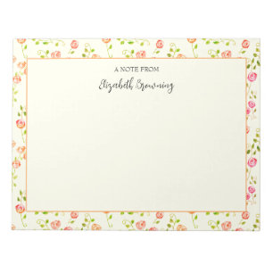 Pink Rose Garden Hand-Illustrated Vintage Inspired Notepad
