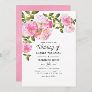 Pink Rose Garden Wedding Invitation