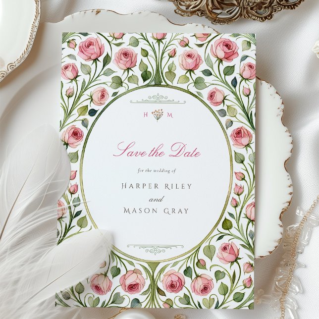 Pink Rose Garden Wedding Save the Date Card (Creator Uploaded)