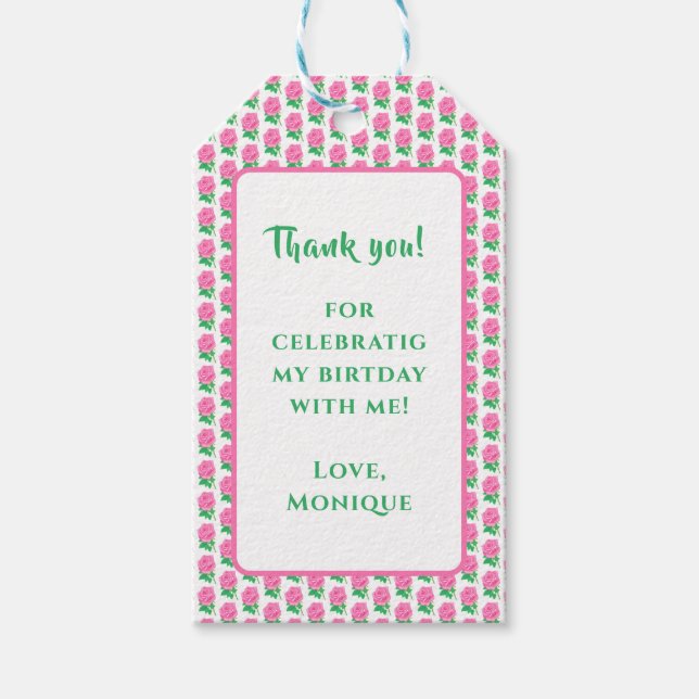 Pink Rose Gift Tag (Front)
