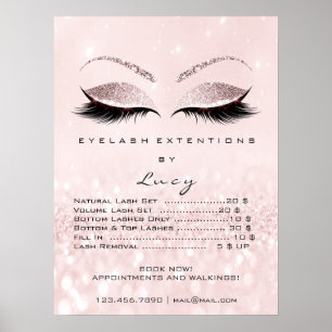 Pink Rose Glitter Makeup Eyes Lashes Prices Poster