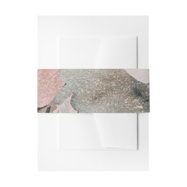 Pink Rose Glitter Roses Dark Floral Glam Wedding Invitation Belly Band (Front Example)