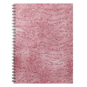 Pink Rose Glitter Zebra Animal Notebook