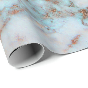 Pink Rose Gold  Abstract Marble Glam Brush Ocean Wrapping Paper
