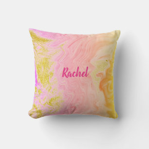 Pink Rose Gold Agate Bridesmaid Custom Name Gift  Cushion