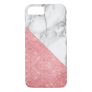 Pink Rose Gold and White Marble Pattern iPhone 8/7 Case