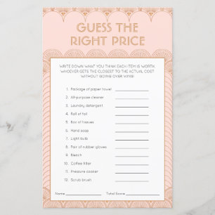 Pink Rose Gold Art Deco Vintage Bridal Shower Game