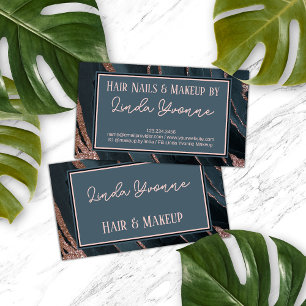 Pink Rose Gold Black Grey Marble Agate Art Pattern Business Card
