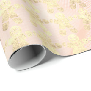 Pink Rose Gold Blush Christmas Ginger Bread Guy Wrapping Paper