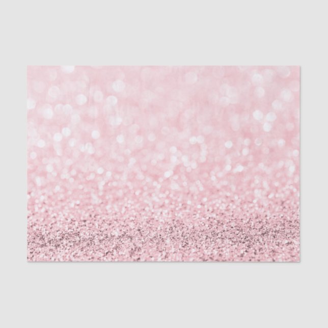 Pink Rose Gold Blush Glitter Delicate White Girly Tissue Paper (Front)
