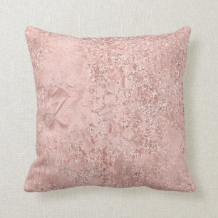 Pink Rose Gold Blush Glitter Shiny Glass Metallic Cushion