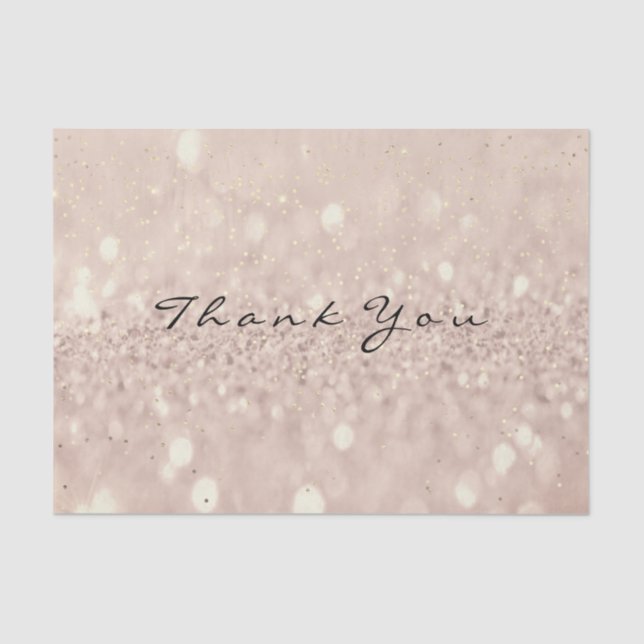 Pink Rose Gold Blush Glitter Thank You Blush Tissue Paper (Front)