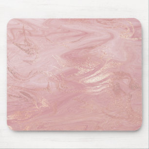 Pink Rose Gold Blush Gold Molten Stone Marble Mouse Pad