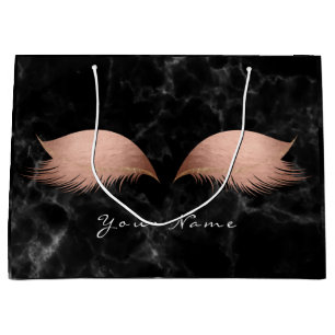 Pink Rose Gold Blush Marble Lashes Black Makeup Large Gift Bag