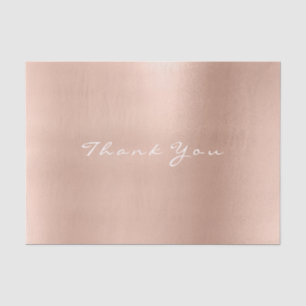 Pink Rose Gold Blush Metallic Thank You Name Tissue Paper