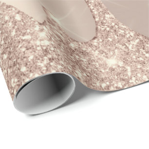 Pink Rose Gold Blush Spark Powder Drips Glam Lux Wrapping Paper