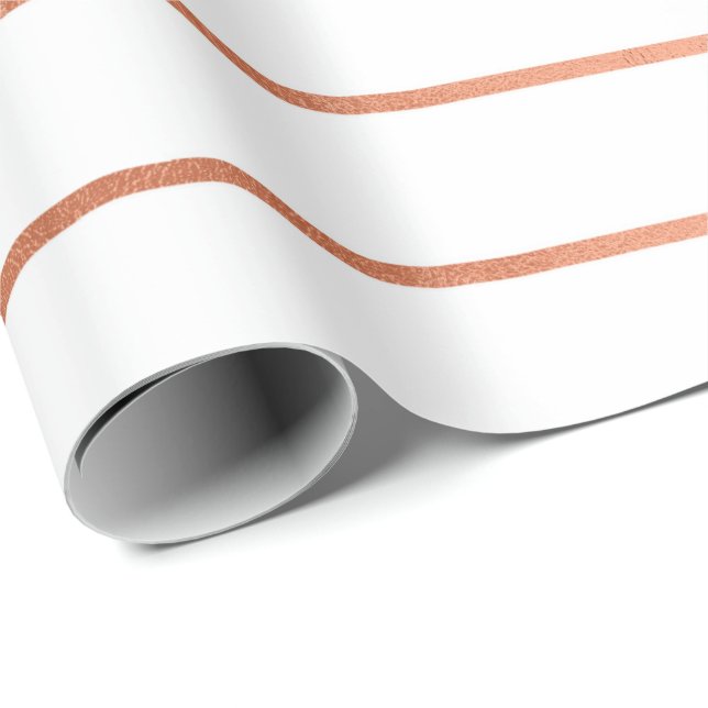 Pink Rose Gold Blush White Stripes Lines Wrapping Paper (Roll Corner)