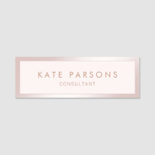 Pink Rose Gold Border Beauty Spa Name Tag
