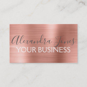 Pink & Rose Gold Brushed Metal Elegant Business Card