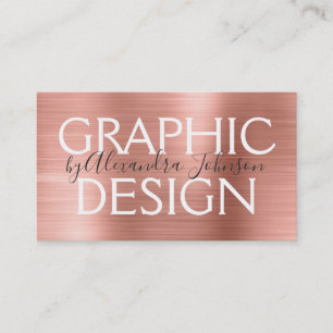 Pink & Rose Gold Brushed Metal Graphic Design Business Card