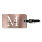 Pink Rose Gold Brushed Metal Script Monogram Cute