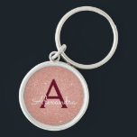Pink Rose Gold Burgundy Glitter & Sparkle Monogram Key Ring<br><div class="desc">Blush Pink Rose Gold and Burgundy Faux Glitter and Sparkle Elegant Keychain. These Keychains can be customised to include your initial and first name and are a perfect bridal shower,  bachelorette party or birthday party favour.</div>