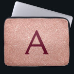 Pink Rose Gold Burgundy Glitter Sparkle Monogram Laptop Sleeve<br><div class="desc">Blush Pink and Rose Gold Burgundy Faux Glitter and Sparkle Elegant Monogram Case. This case can be customised to include your initial and first name.</div>