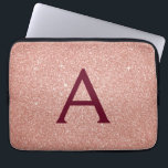Pink Rose Gold Burgundy Glitter Sparkle Monogram Laptop Sleeve<br><div class="desc">Blush Pink and Rose Gold Burgundy Faux Glitter and Sparkle Elegant Monogram Case. This case can be customised to include your initial and first name.</div>