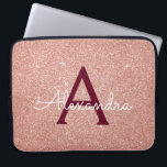 Pink Rose Gold Burgundy Glitter Sparkle Monogram Laptop Sleeve<br><div class="desc">Blush Pink and Rose Gold Burgundy Faux Glitter and Sparkle Elegant Monogram Case. This case can be customised to include your initial and first name.</div>