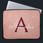 Pink Rose Gold Burgundy Glitter Sparkle Monogram Laptop Sleeve<br><div class="desc">Blush Pink and Rose Gold Burgundy Faux Glitter and Sparkle Elegant Monogram Case. This case can be customised to include your initial and first name.</div>