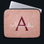 Pink Rose Gold Burgundy Glitter Sparkle Monogram Laptop Sleeve<br><div class="desc">Blush Pink and Rose Gold Burgundy Faux Glitter and Sparkle Elegant Monogram Case. This case can be customised to include your initial and first name.</div>