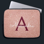 Pink Rose Gold Burgundy Glitter Sparkle Monogram Laptop Sleeve<br><div class="desc">Blush Pink and Rose Gold Burgundy Faux Glitter and Sparkle Elegant Monogram Case. This case can be customised to include your initial and first name.</div>