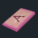 Pink Rose Gold Burgundy Glitter & Sparkle Monogram Trifold Wallet<br><div class="desc">Pink Rose Gold and Burgundy Faux Glitter and Sparkle Elegant Nylon Wallet. This Nylon Wallet can be customised to include your initial and first name.</div>