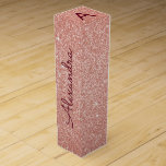 Pink Rose Gold Burgundy Glitter Sparkle Monogram Wine Box<br><div class="desc">Pink Rose Gold and Burgundy Faux Glitter and Sparkle Elegant Wine Gift Box. This Wine Gift Box can be customised to include your initial and first name and makes a great birthday,  bachelorette party,  bridal shower gift.</div>