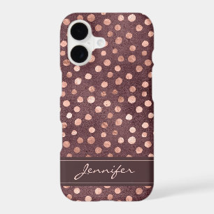Pink Rose Gold - Burgundy Polka Dot Pattern