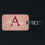 Pink Rose Gold Burgundy Sparkle Glitter Monogram Luggage Tag<br><div class="desc">Blush Pink - Rose Gold and Burgundy Sparkle Glitter Monogram Name and Initial Luggage Tag. This bag tag is perfect for Back to School, Work, or Travelling. The Blush Pink Luggage Tag also makes a great party favour for weddings, birthdays, bridal showers, honeymoons or for a bachelorette party. Please contact...</div>