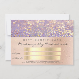 Pink Rose Gold Confetti Purple Makeup Gift Card