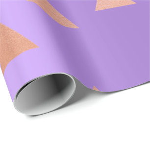Pink Rose Gold Copper Geometry Triangles Purple Wrapping Paper