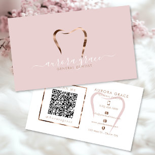 Pink Rose Gold Dental Elegance Business Card