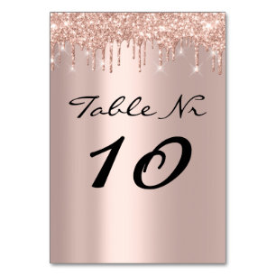 Pink Rose Gold Drips Spark Blush Simply Table Number