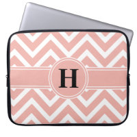 Pink Rose Gold Faux Foil White Chevron Monogram