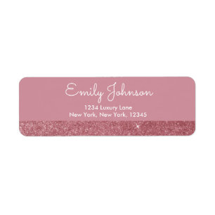 Pink Rose Gold Faux Glitter Address Label Return Address Label