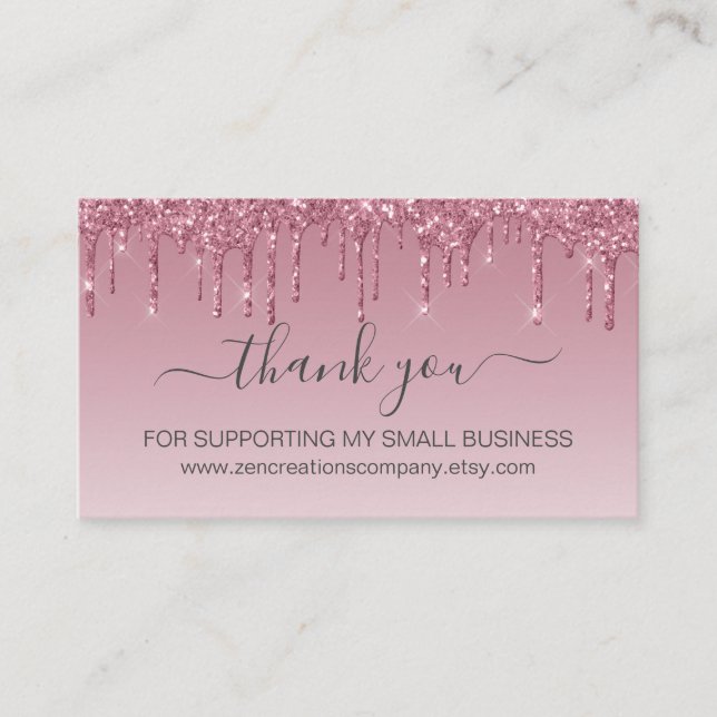 Pink Rose Gold Faux Glitter Loyalty Business Card (Front)
