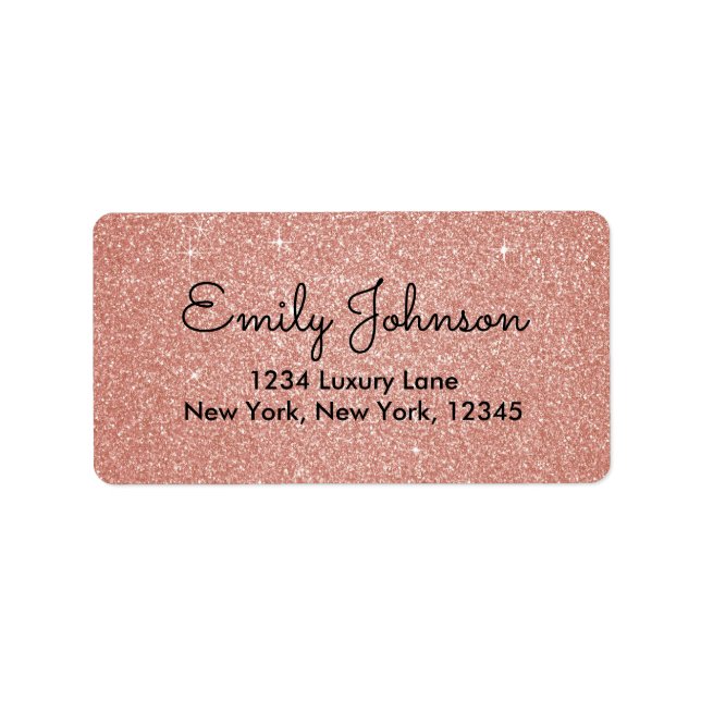Pink Rose Gold Faux Glitter Sparkle Address Label (Front)