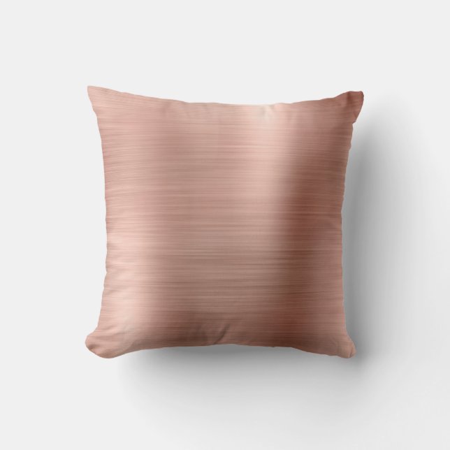 Pink Rose Gold Faux Powder Diamond Sequin Metal Cushion (Front)