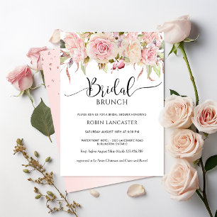 Pink, Rose Gold Floral Bridal Shower /  Brunch Invitation
