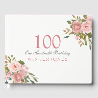 Pink Rose Gold Flowers 100th Birthday Party